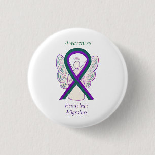 Hemiplegic Migraines Awareness Ribbon Angel Button
