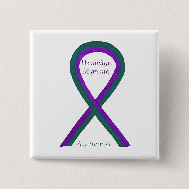 Hemiplegic Migraines Awareness Ribbon Button (Front)