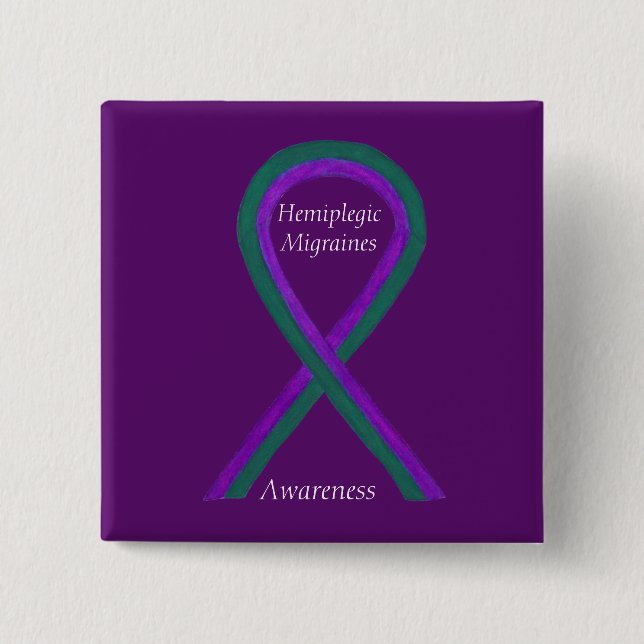 Hemiplegic Migraines Awareness Ribbon Button (Front)