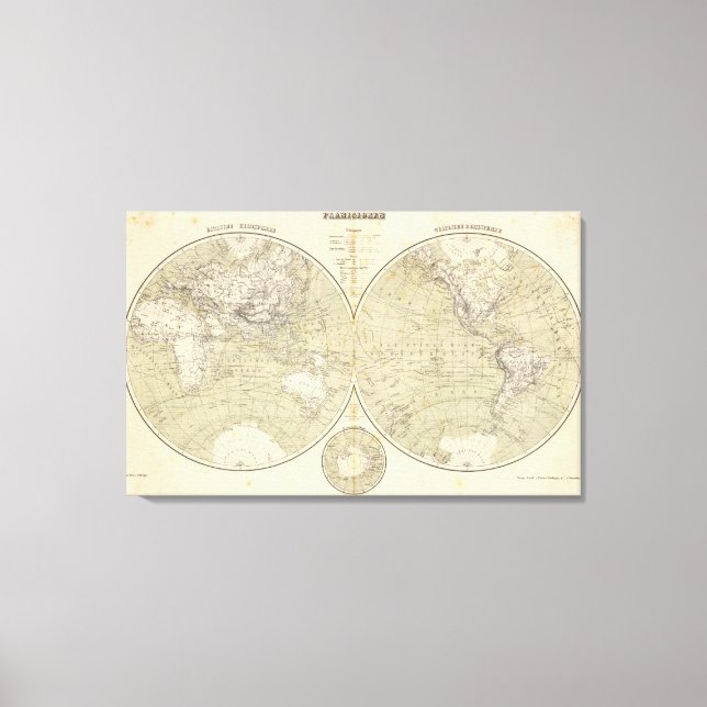 Hemisphere Atlas Map Canvas Print (Front)