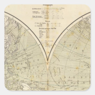 Hemisphere Atlas Map Square Sticker