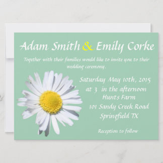 Hemlock Green Daisy Wedding Invitation