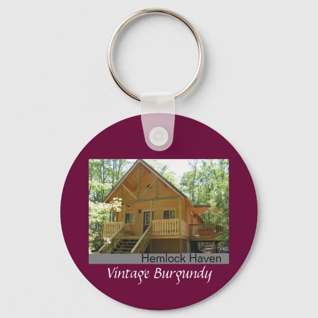 Hemlock Haven Vintage Burgundy Key Ring (Front)