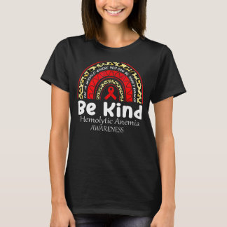 Hemolytic Anaemia Awareness Bekind Rainbow Red Rib T-Shirt