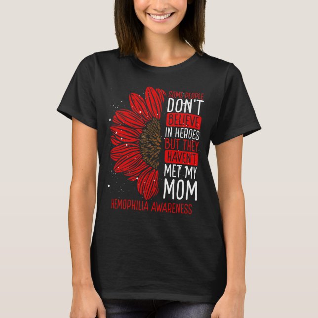 Hemophilia Awareness Ribbon Mom Warrior T-Shirt (Front)
