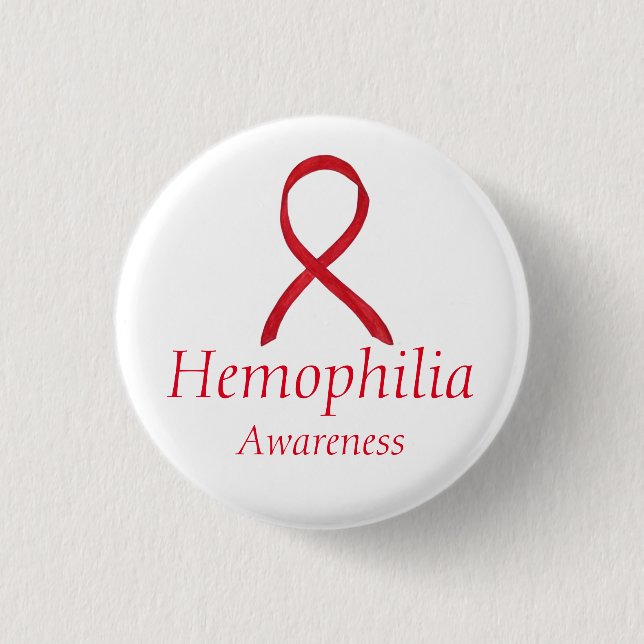 Hemophilia Red Awareness Ribbon Custom Pendants 3 Cm Round Badge (Front)