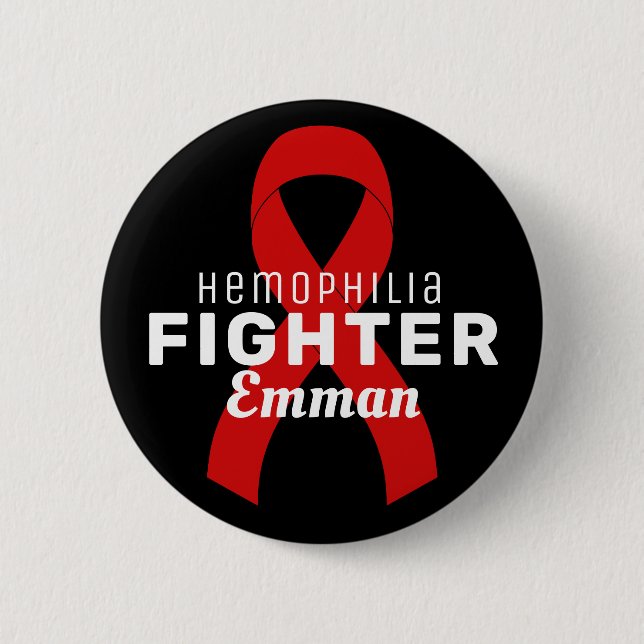 Hemophilia Ribbon Black Button (Front)