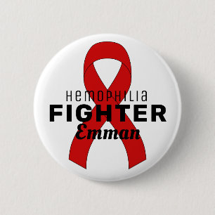 Hemophilia Ribbon White Button
