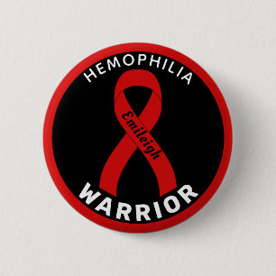 Hemophilia Warrior Ribbon Black Button
