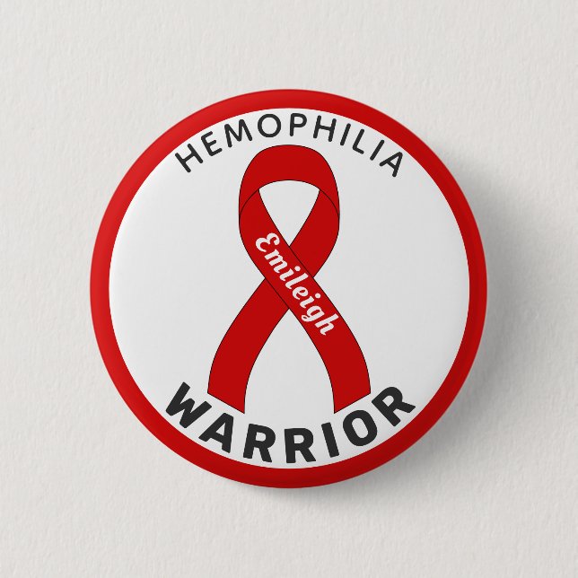 Hemophilia Warrior Ribbon White Button (Front)