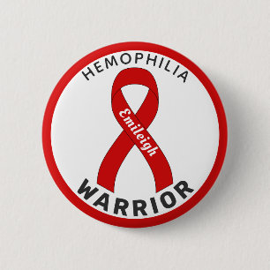 Hemophilia Warrior Ribbon White Button