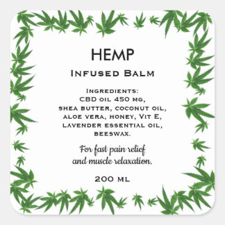 Hemp Infused Balm Product Ingredient Label