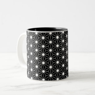 Hemp Leaf Asanoha japan pattern traditional geomet Two-Tone Coffee Mug
