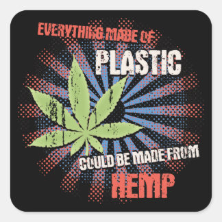 Hemp Plastic Square Sticker