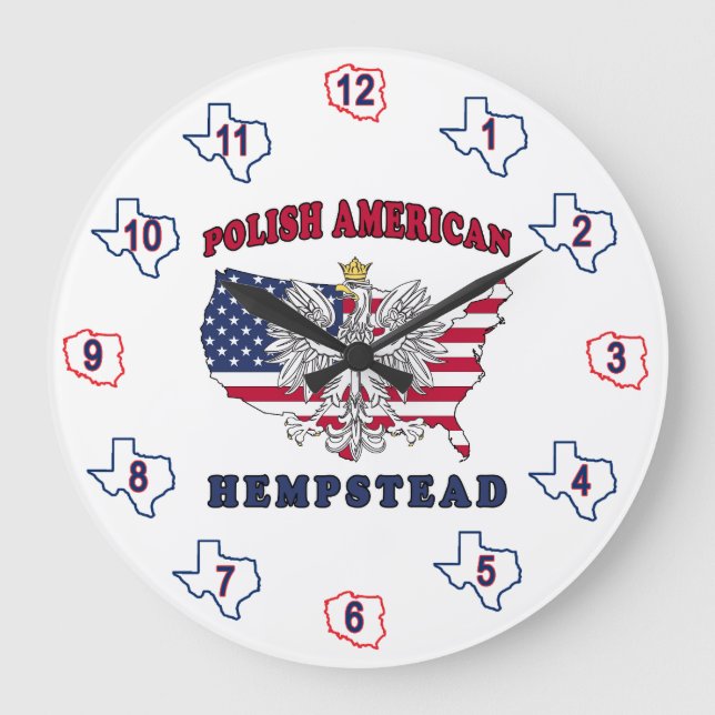 Hempstead Texas Polish American Large Clock (Front)
