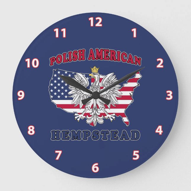 Hempstead Texas Polish American Large Clock (Front)