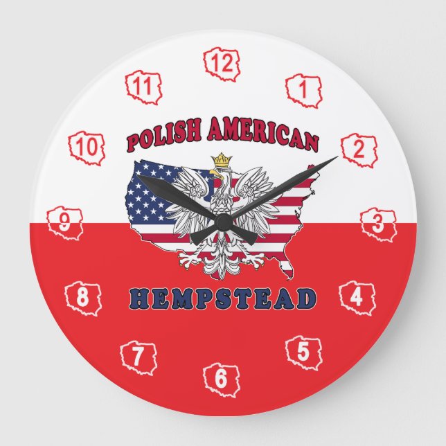 Hempstead Texas Polish American Large Clock (Front)