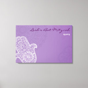 Hemsa Canvas Bat Mitzvah Sign-In Board-purple