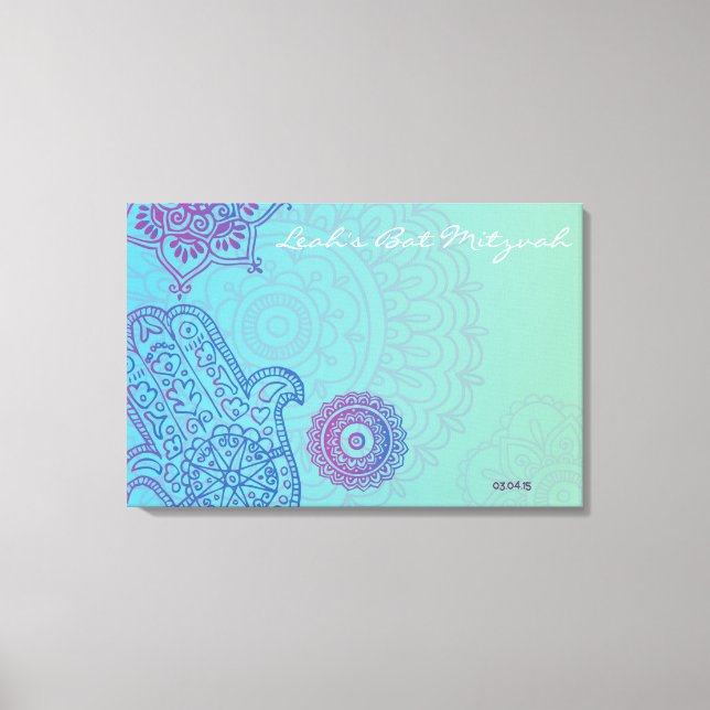 Hemsa Canvas Bat Mitzvah Sign-In Memory Board (Front)