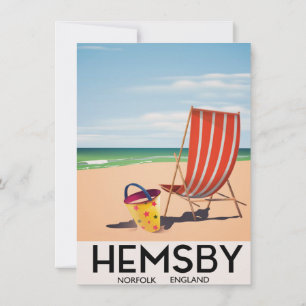 Hemsby Norfolk travel poster Invitation