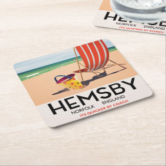 Hemsby Norfolk travel poster Square Paper Coaster