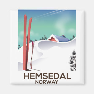 Hemsedal Norway Ski travel poster Magnet