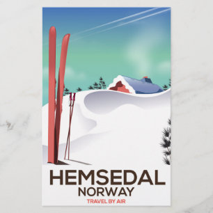 Hemsedal Norway Ski travel poster Stationery