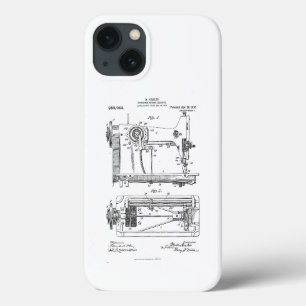 Hemstitch Vintage Sewing Machine Patent iPhone 13 Case
