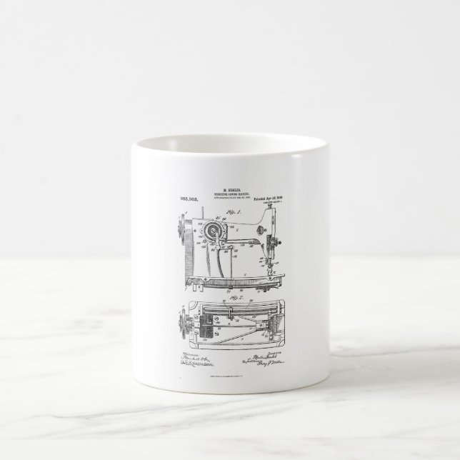 Hemstitch Vintage Sewing Machine Patent Coffee Mug (Center)