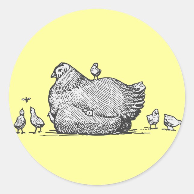 Hen and Chicks Classic Round Sticker (Front)