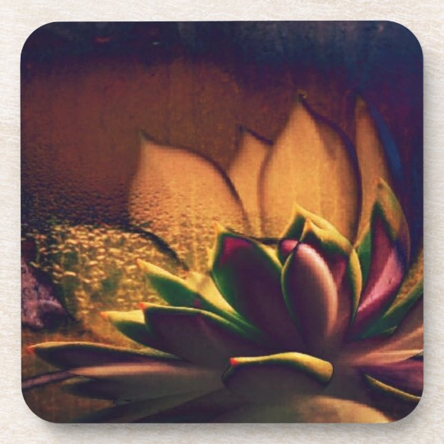 Hen and Chicks Plant Digital Art Coaster (Front)