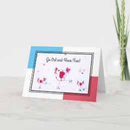 Hen and Chicks Roller Skating Birthday Card