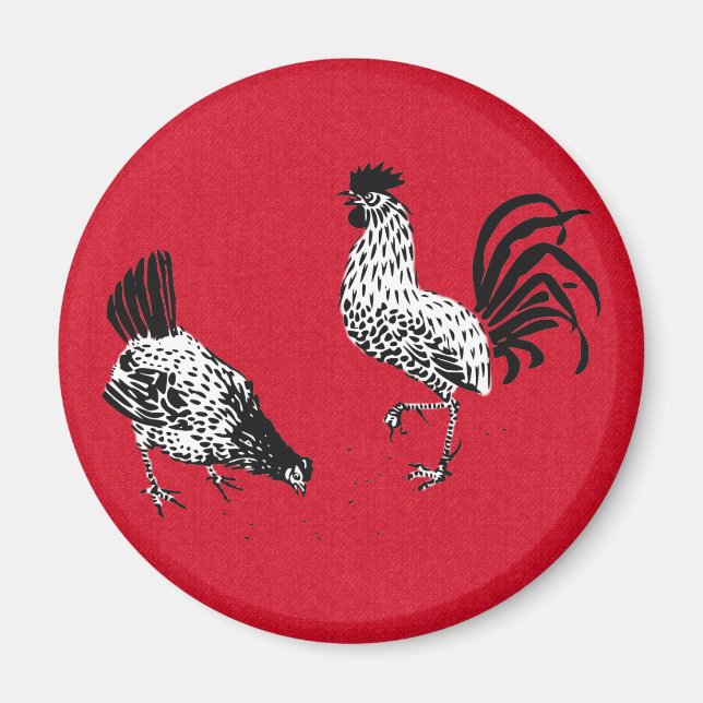 Hen and Rooster Magnet (Front)
