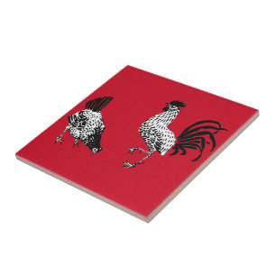 Hen and Rooster Tile