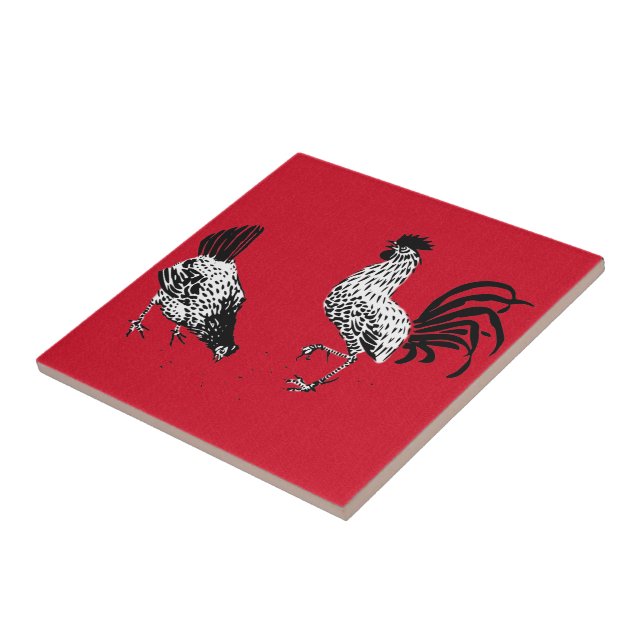 Hen and Rooster Tile (Side)