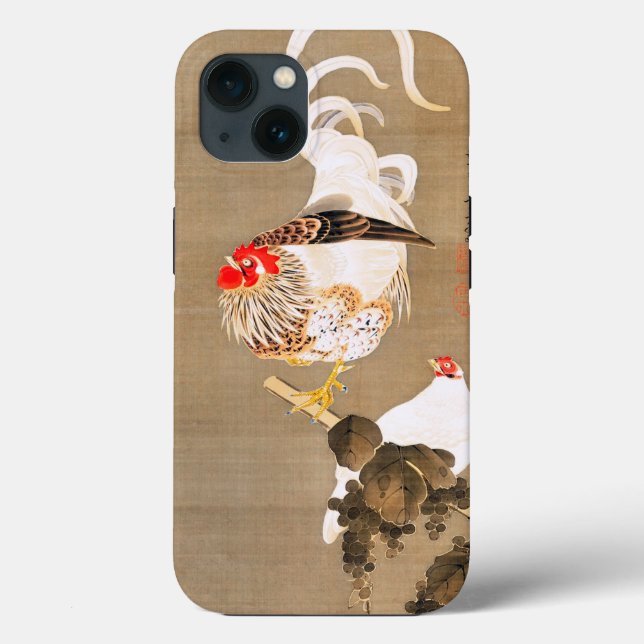 Hen and Rooster with Grapevine by Ito Jakuchu Case-Mate iPhone Case (Back)