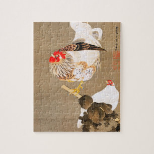 Hen and Rooster with Grapevine by Ito Jakuchu Jigsaw Puzzle