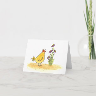 Hen And Tall Flower Card
