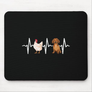 Hen Chicken Brown Dachshund Heartbeat Dog Lover  Mouse Mat