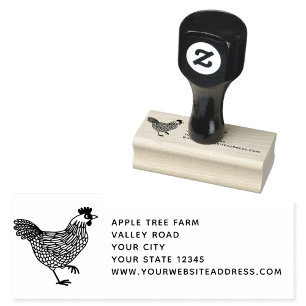 Hen Chicken Farm Address Rubber Stamp