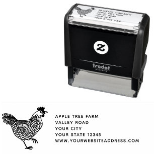 Hen Chicken Farm Address Self-inking Stamp