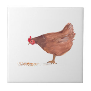Hen Chicken Farm Animals watercolor Farmyard art Tile