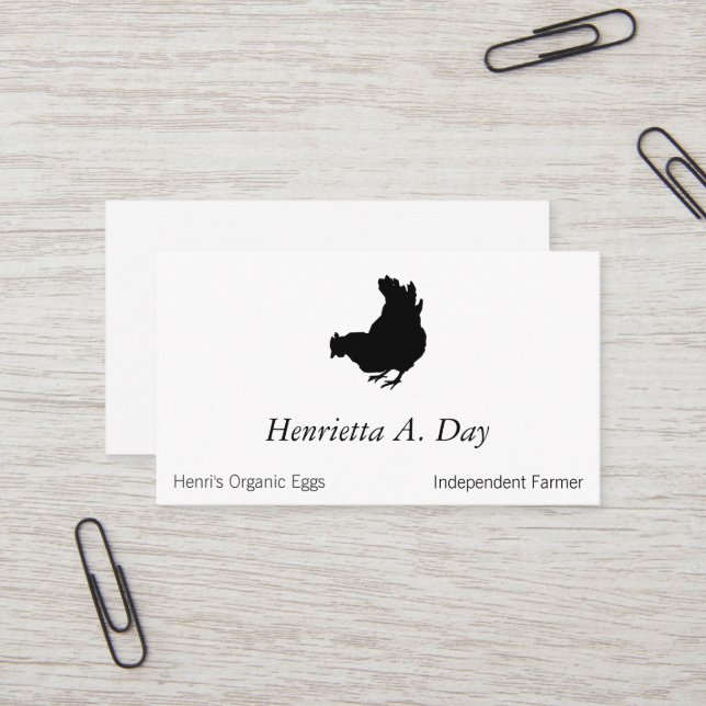 Hen [chicken, farmer, organic eggs] business card (Front/Back In Situ)
