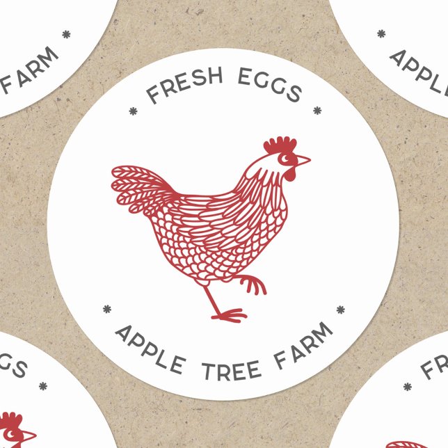 Hen Chicken Fresh Eggs Personalised Classic Round Sticker (Chicken hen poultry egg farm personalized stickers)