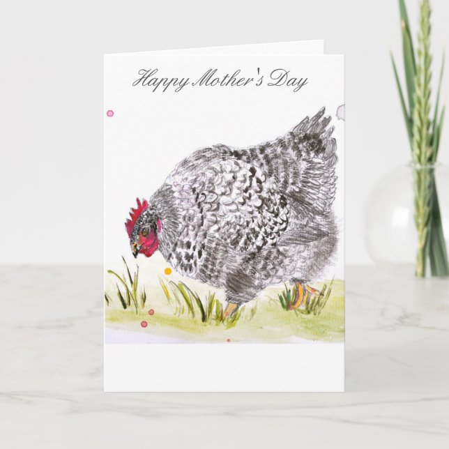 Hen chicken greeting card Mother's Day (Front)