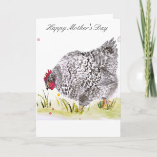 Hen chicken greeting card Mother's Day