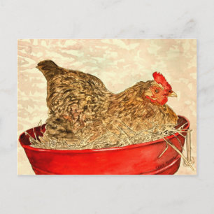 hen chicken painting art gifts postcard