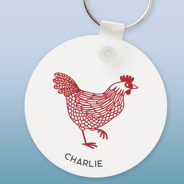 Hen Chicken Personalised Key Ring (Chicken hen poultry personalized name aluminium keyring keychain)