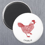Hen Chicken Personalised Magnet<br><div class="desc">A red hen for poultry lovers.  Change the name or text to personalise.  Original art by Nic Squirrell.</div>