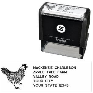 Hen Chicken Personalized Address Self-inking Stamp